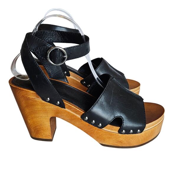 Frye Zelda Open Toe Artisanal Seam Studded Leather Platform Clogs Women's 11 - Picture 1 of 11